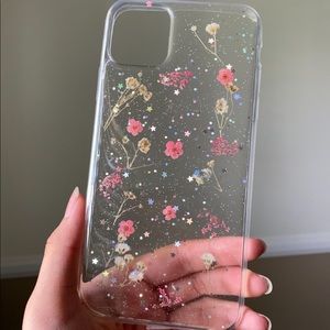 clear iridescent flower phone case
